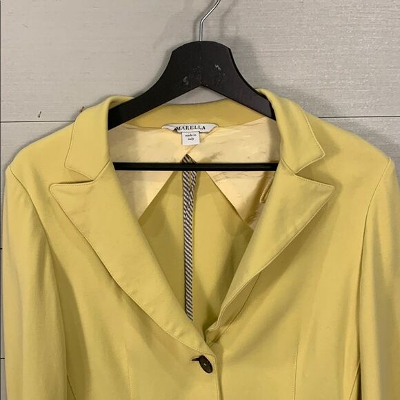 Marella made in Italy Yellow Blazer Tailored Suit Jacket woman’s size 10 - Picture 2 of 10